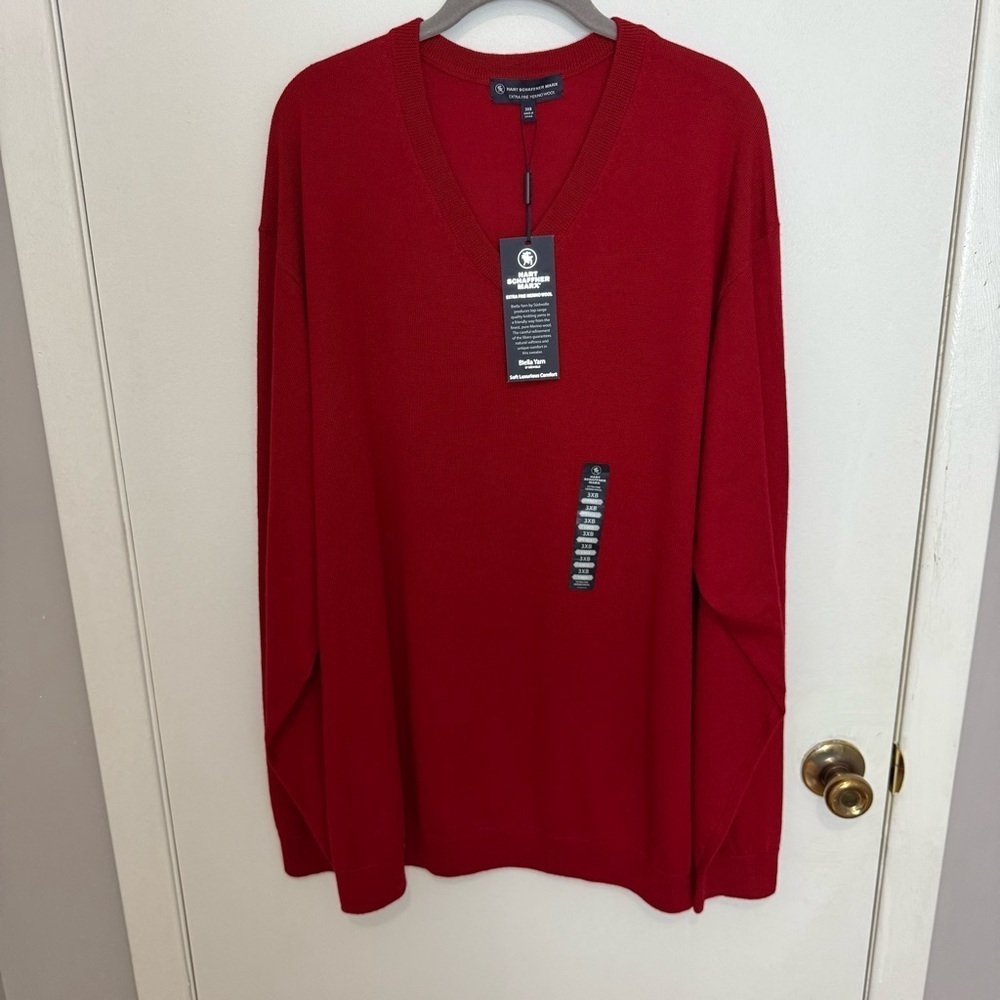 Hart Schaffner Marx Men's Deep Red V-Neck Sweater size 3XL